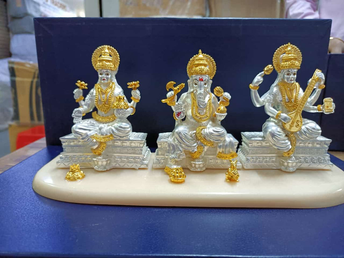 Lakshmi Ganapati Saraswati Idols Set