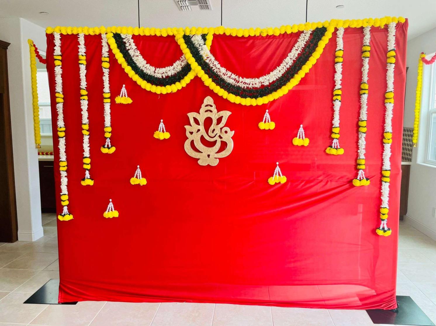 Sharu Space Red Satin Backdrop Combo