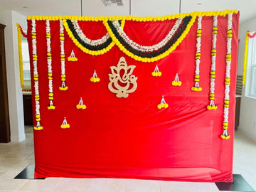 Sharu Space Red Satin Backdrop Combo