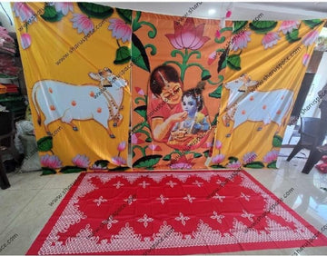 Sharu Space Satin Krishna Cow Combo