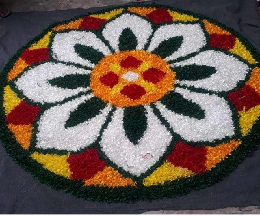 Sharu Space Multicolor Rangoli Mat - 6ft dia