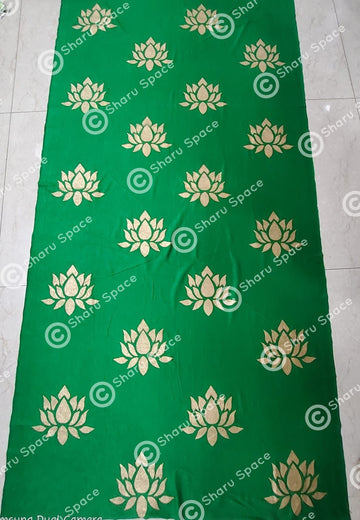 Sharu Space Green with Gold Lotus Backdrop - 8ftx4ft