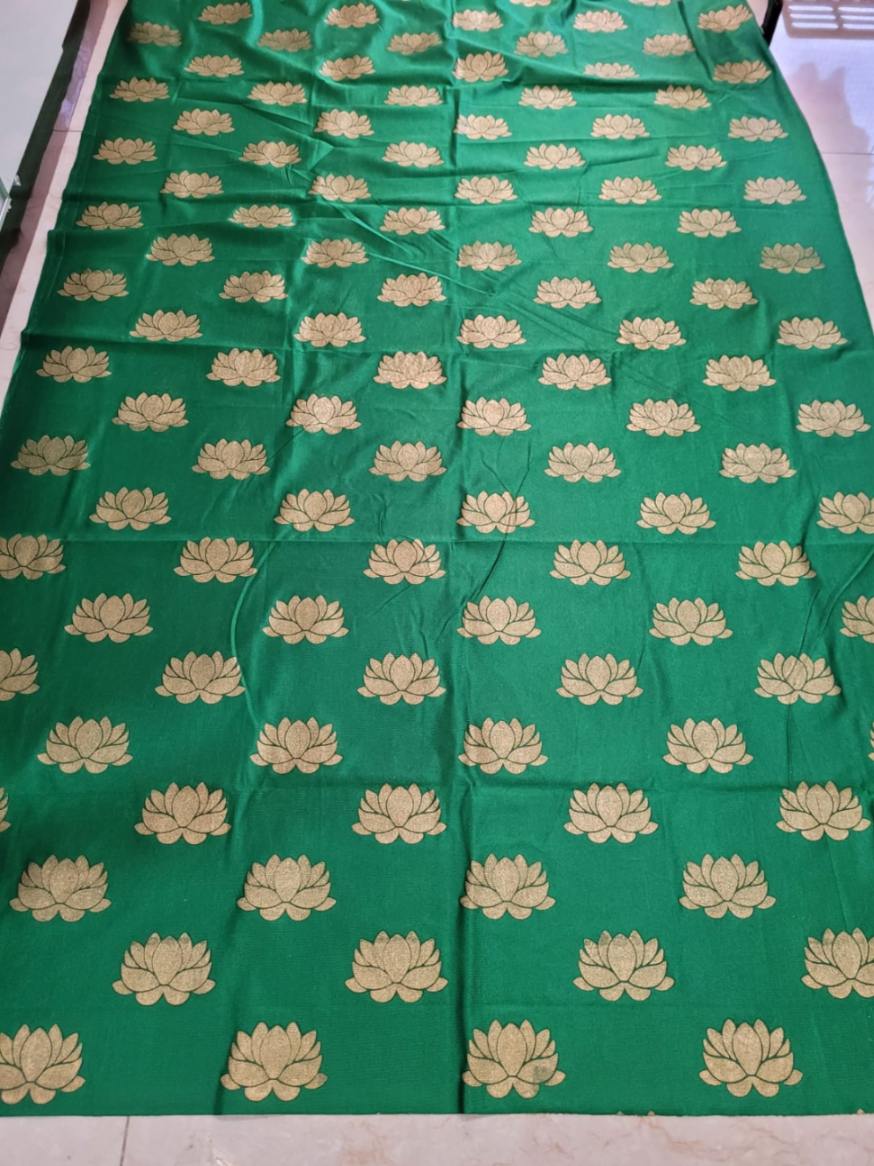 Sharu Space Satin Green Backdrop with Gold Lotus - 8ftx4ft