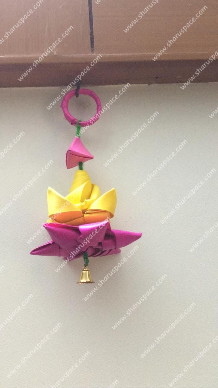 Sharu Space Palm Leaf Lotus with Bell Hanging