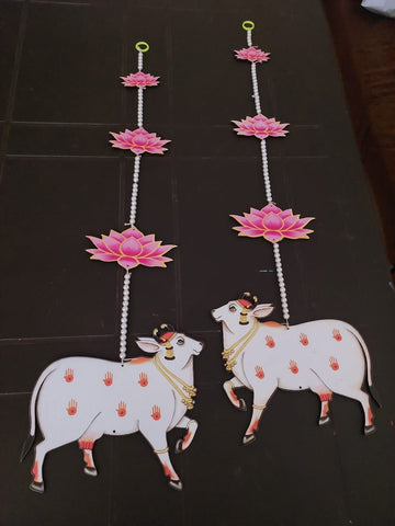 Sharu Space Cow with Lotus Hangings Pair