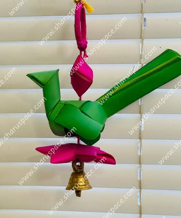 Sharu Space Palm Leaf Parrot with Bell Hanging