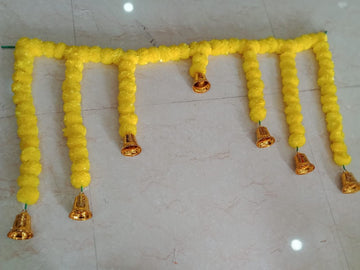 Sharu Space Mariegold Door toran with Bells, Yellow