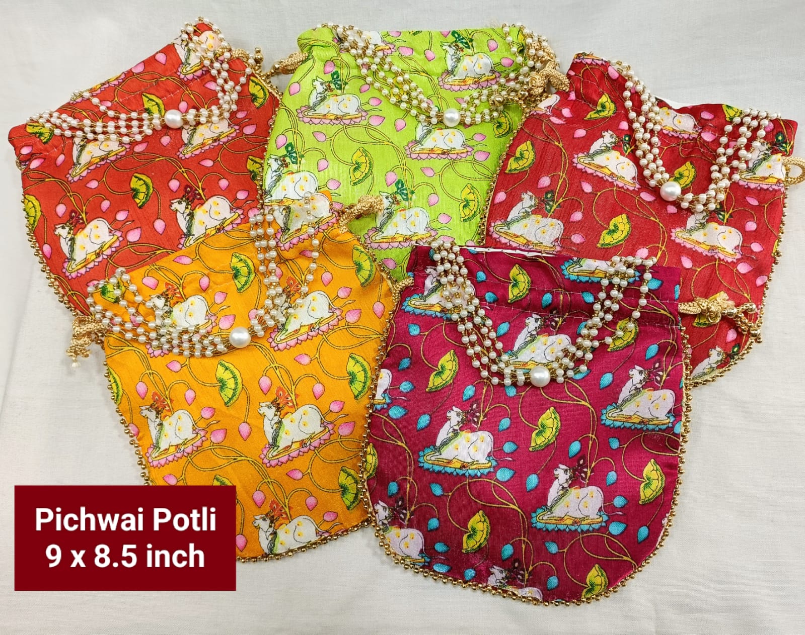 Sharu Space Pichwai Cow Potli Bag